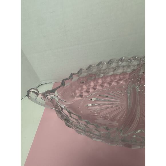 Vintage Fostoria American Clear 2 Part Double Handle Relish Dish 12” Long Heavy - Picture 6 of 6